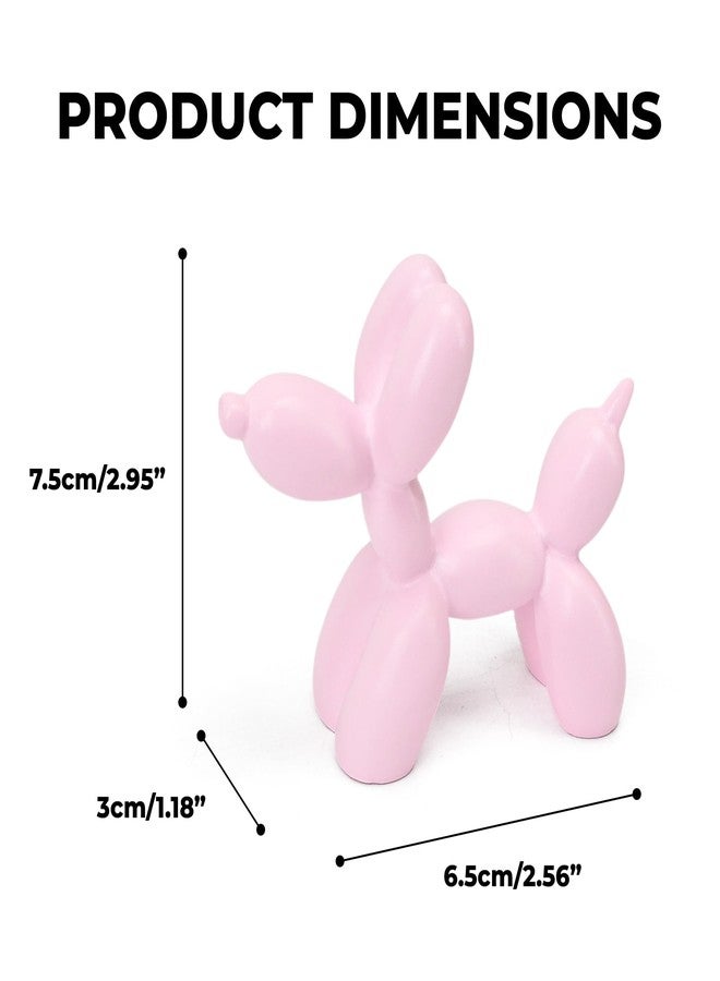 KH866 Small Pink Balloon Dog Statue, 2.9 x 2.5 Inch Cute Animal Art Decor Sculpture for Home Shelves, Mini Shelf Decoration Trendy Ornaments Collection Figurine for Bedroom Living Room Office Desktop - Image 2